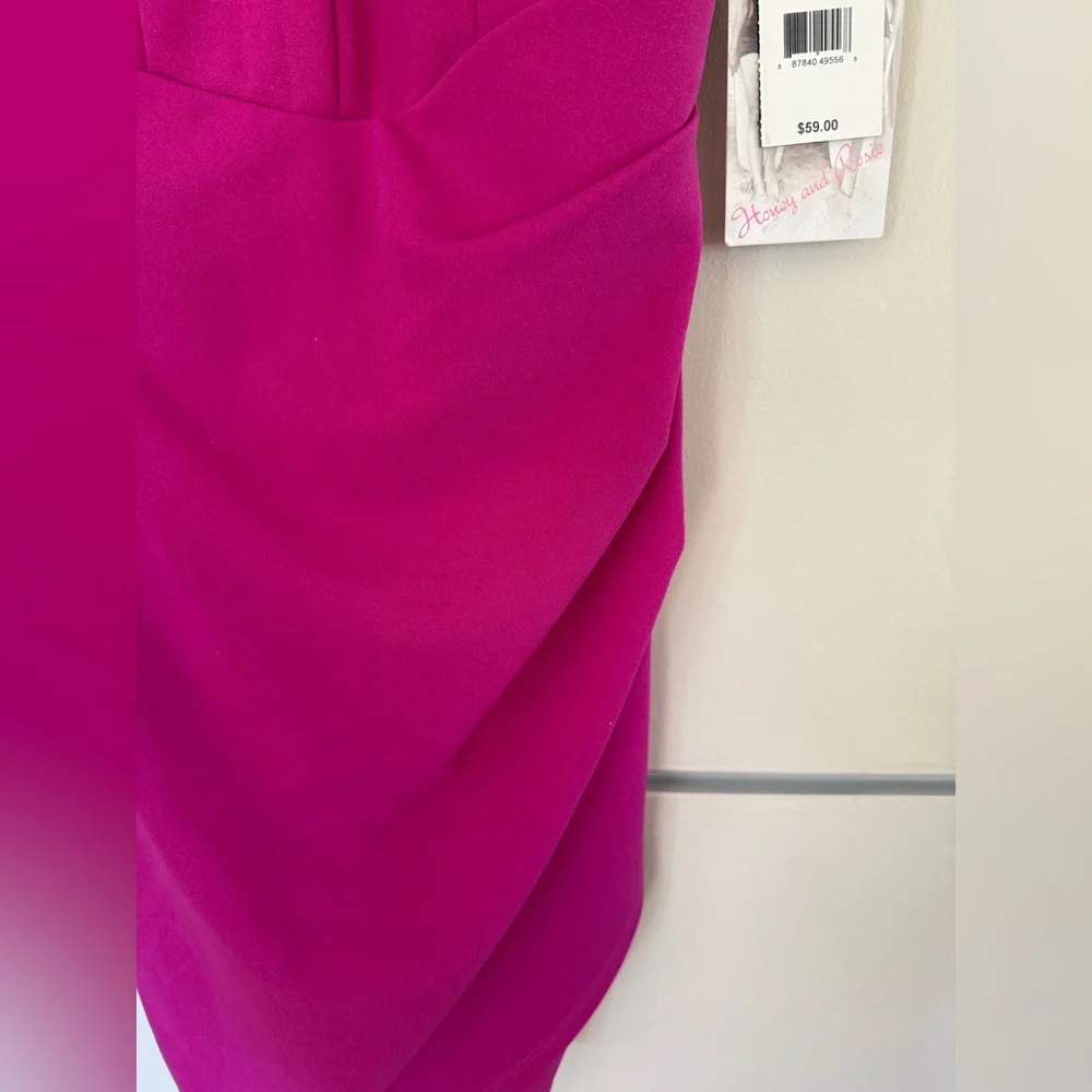 HONEY AND ROSIE *NWT* Fuchsia Ruched Mini Dress XS - Picture 4 of 5